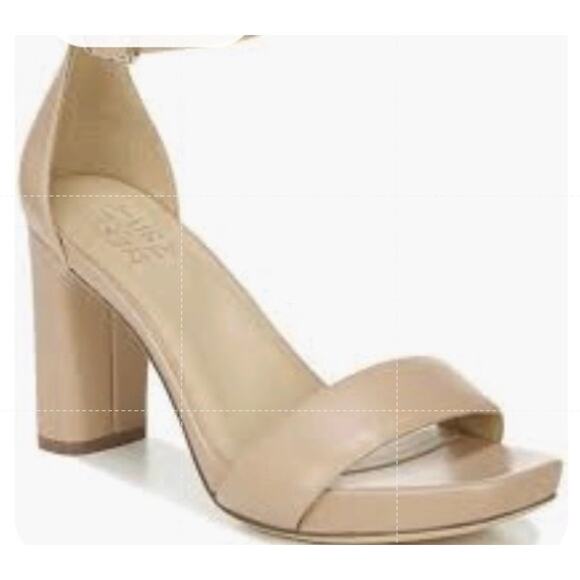 Naturalizer Joy Leather Square Toe Ankle Strap Sandals Creme Brulee' 6.5 Wide - Picture 1 of 5